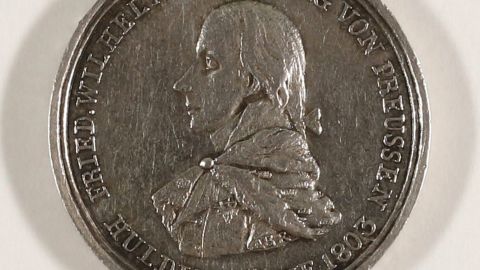 41 | Paderborner Exemplar einer Erinnerungsmünze aus Anlass der Huldigungsfeier der neuerworbenen preußischen Provinzen für König Friedrich Wilhelm III. (1770–1840) in Hildesheim am 10. Juli 1803
